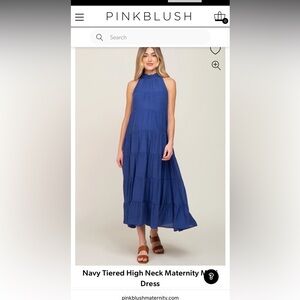 Pinkblush Navy Tiered Midi Dress